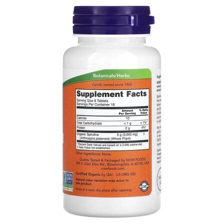 NOW Foods Spirulina 500 mg (100 таблеток) спирулина органическая