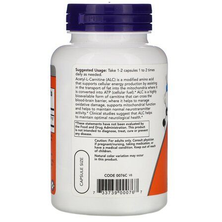 NOW Foods Acetyl L - Carnitine 750 mg (90 таблеток) аминокислота Л - Карнитин