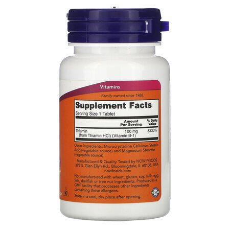 NOW Foods B - 1 100 mg (100 таблеток) витамин В 1 (группа В)