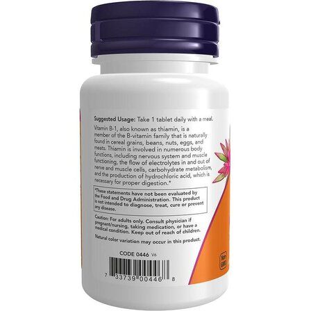 NOW Foods B - 1 100 mg (100 таблеток) витамин В 1 (группа В)