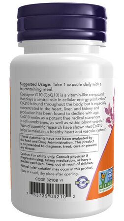 NOW Foods CoQ10 100 mg (50 капсул) антиоксидант Коэкзим Ку10