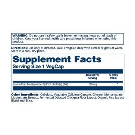 Solaray Vitamin K2 50 мкг (30 вегаских капсул) отдельный витамин К