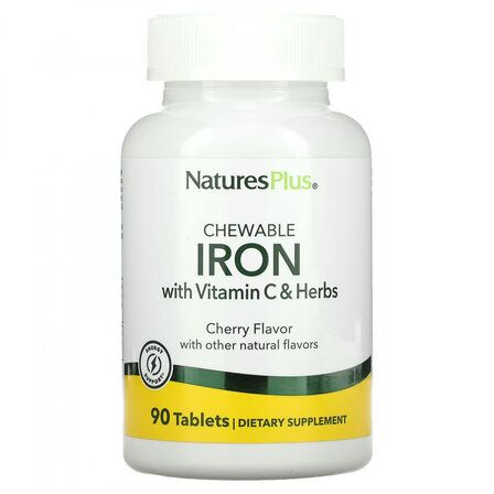 Natures Plus Iron 27 мг Herbal (90 жевательных таблеток) хелатное железо