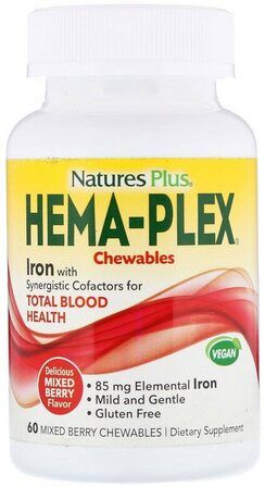 Natures Plus Железо Hema-Plex Chewable (60 жевательных таблеток)