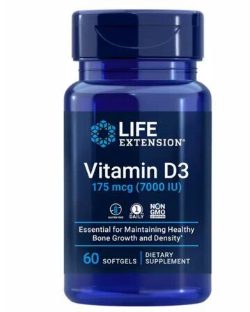Life Extension Vitamin D3 175 mcg (7.000 IU), 60 софтгелевых капсул