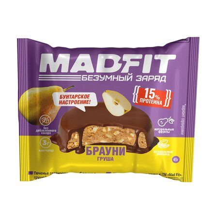 Mad Fit Печенье глазированное (45 г) Брауни с грушей
